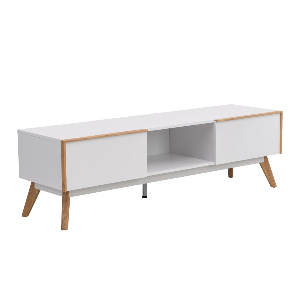 Autumn Scandinavian Lowline Entertainment Unit TV Stand W/ 2-Drawers 150cm - White/Oak Fast shipping On sale