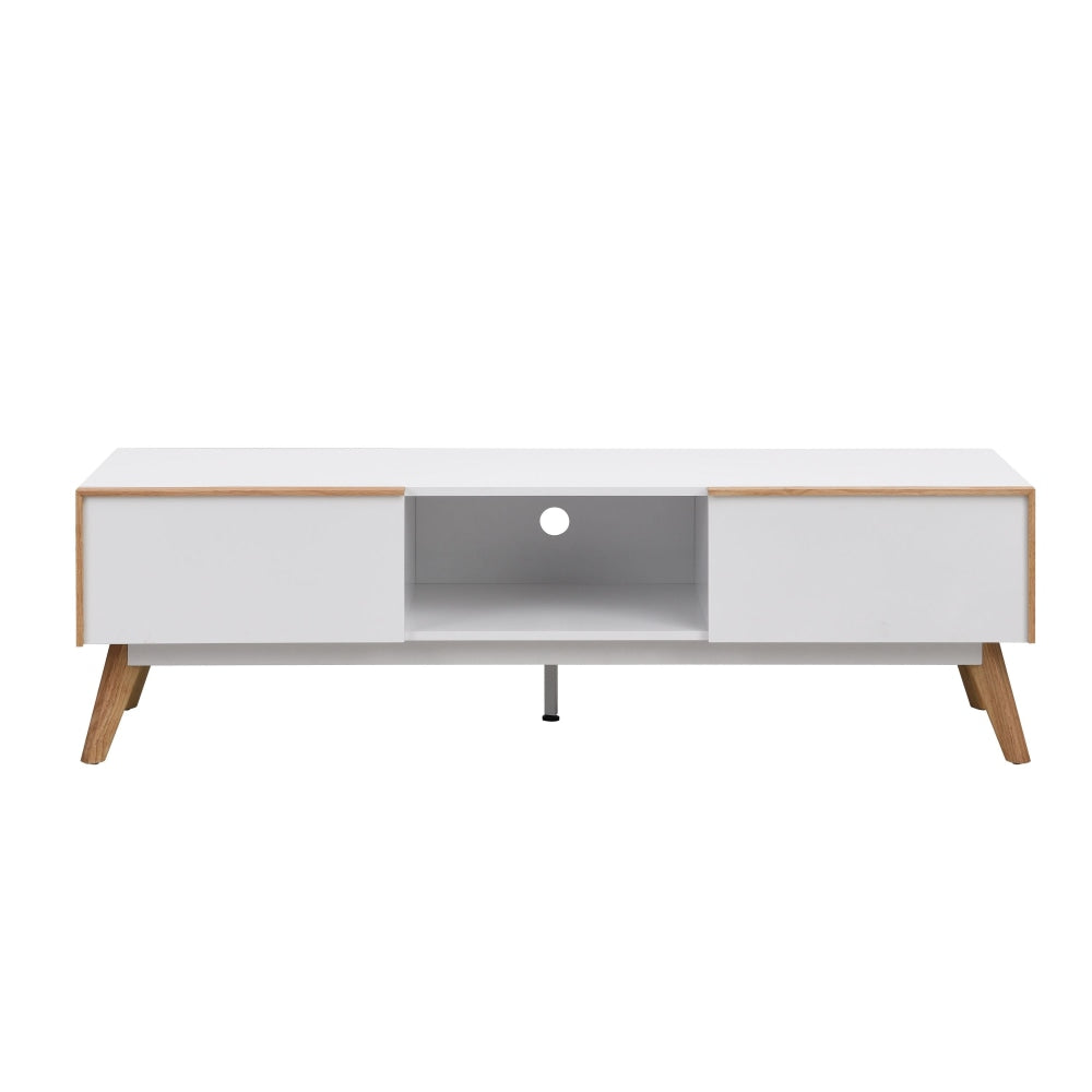 Autumn Scandinavian Lowline Entertainment Unit TV Stand W/ 2-Drawers 150cm - White/Oak Fast shipping On sale