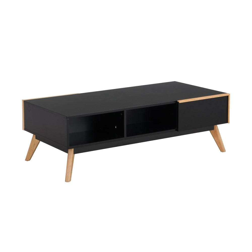 Autumn Scandinavian Rectangular Coffee Table W/ 2-Drawers - Black/Oak Fast shipping On sale