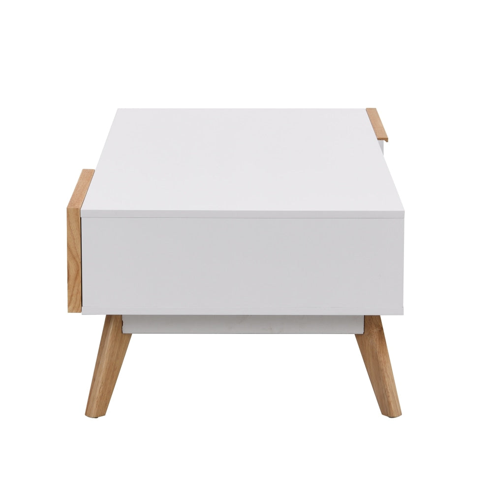 Autumn Scandinavian Rectangular Coffee Table W/ 2-Drawers - White/Oak table Fast shipping On sale