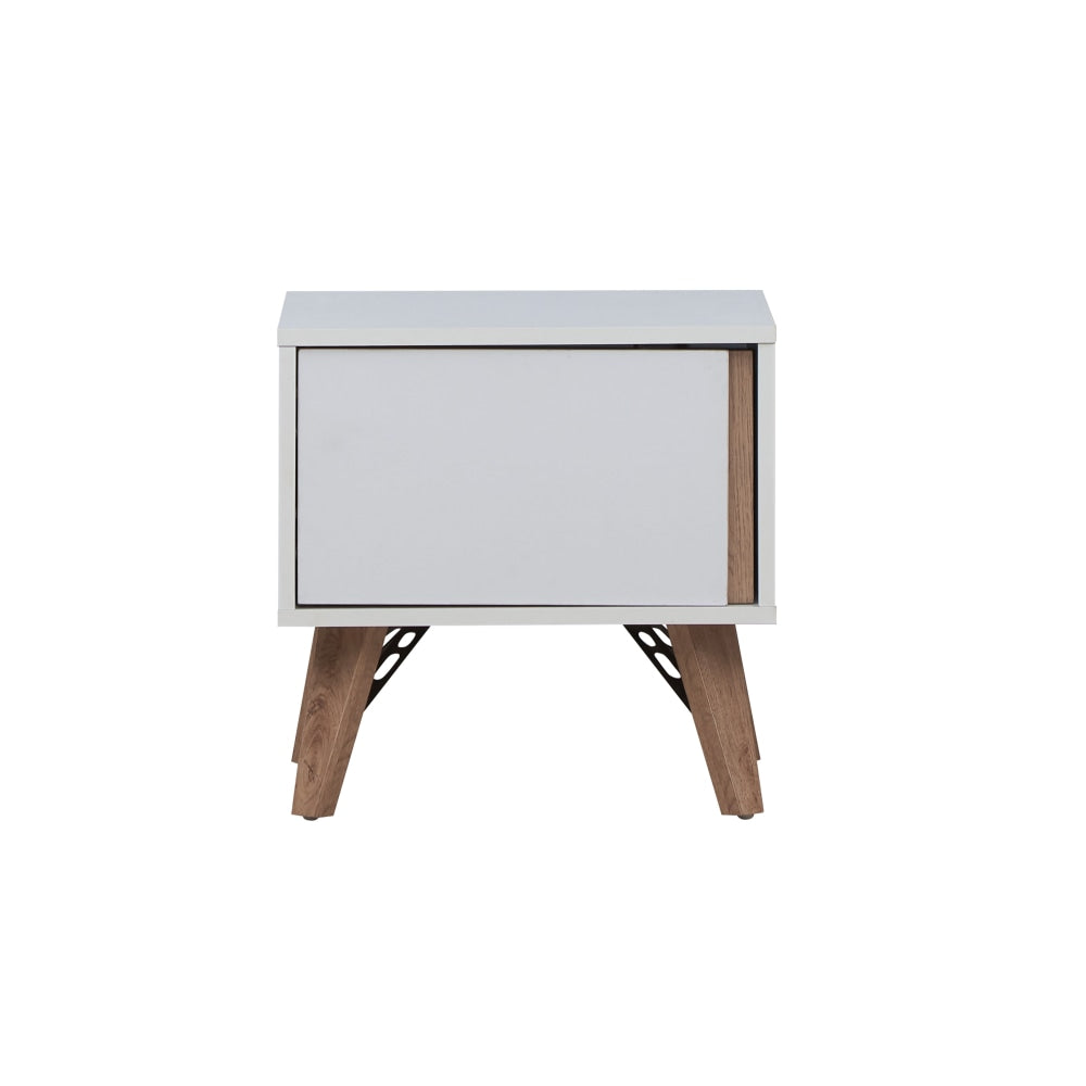 Ava Modern Scandinavian Bedside Nightstand Side Table W/ Door - White/Oak Fast shipping On sale