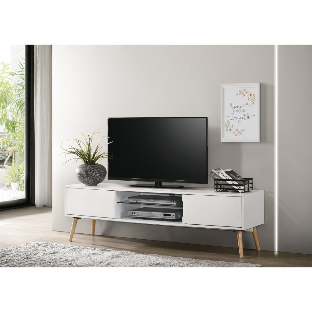 Avent TV Stand Entertainment Unit W/ 2-Drawers 160cm - White/Oak Fast shipping On sale