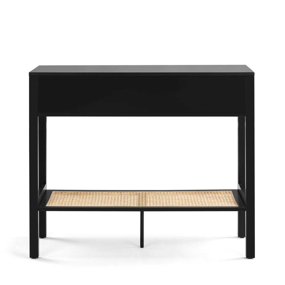 Azriel Wooden Hallway Console Hall Table W/ 2 - Drawers - Black/Rattan Fast shipping On sale