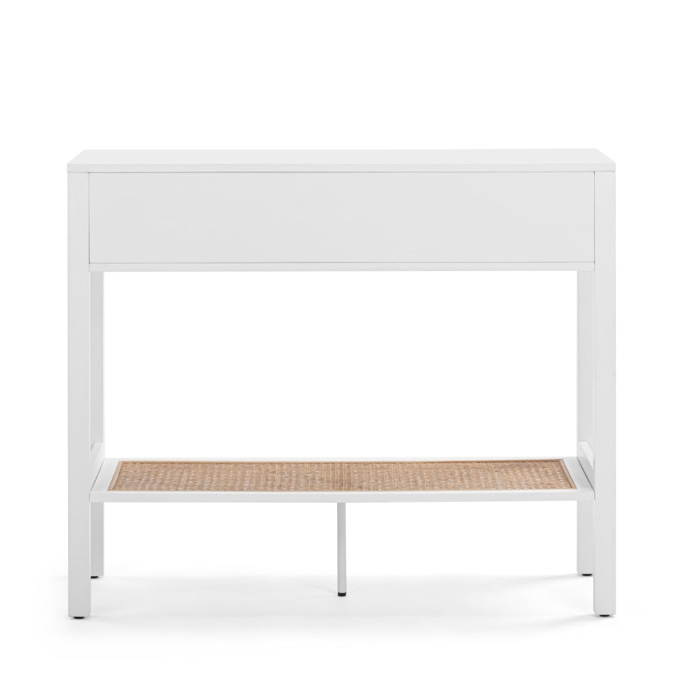 Azriel Wooden Hallway Console Hall Table W/ 2-Drawers - White/Rattan Fast shipping On sale