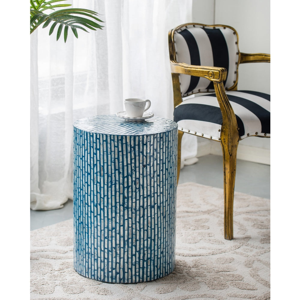 Azure Wooden Round Stool Side Table 35CM Fast shipping On sale