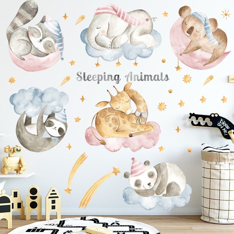 Baby Animals Are Asleep Wall Sticker Decoration Decor Fast shipping On sale