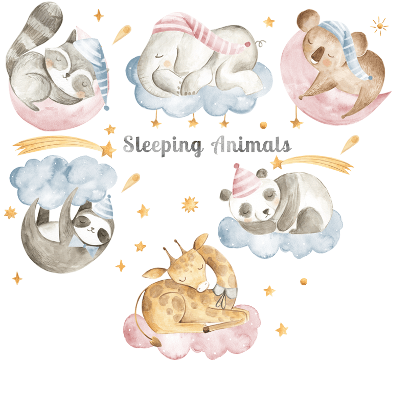 Baby Animals Are Asleep Wall Sticker Decoration Decor Fast shipping On sale