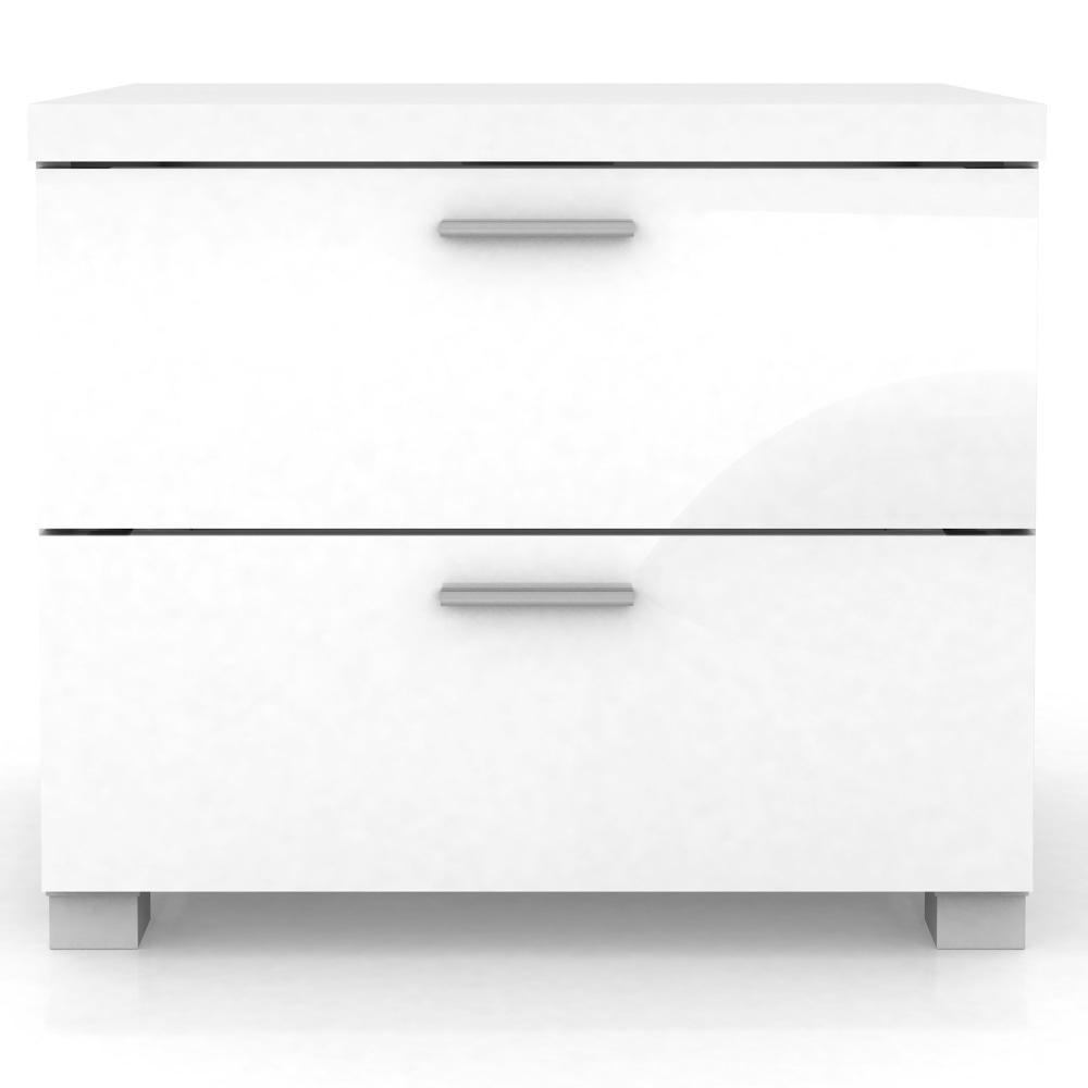 Baggio 2-Drawer Bedside Nightstand End Lamp Side Table - High Gloss White Fast shipping On sale