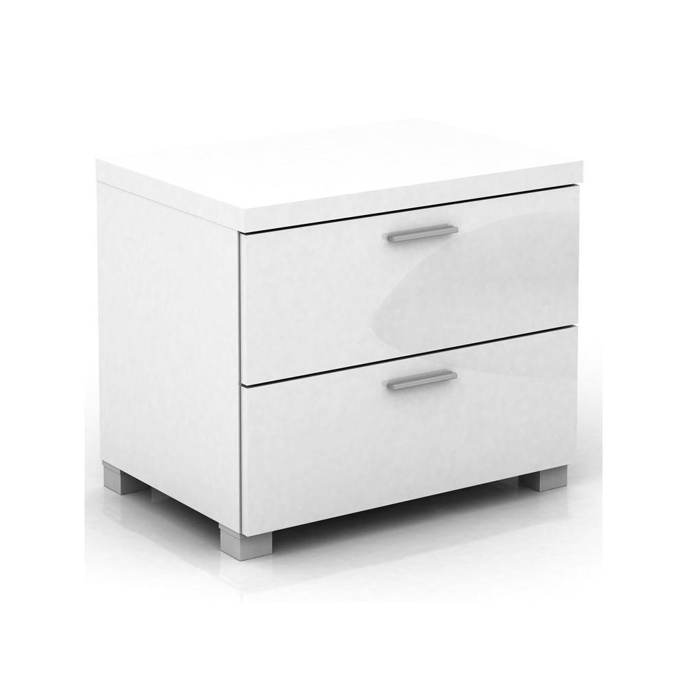 Baggio 2-Drawer Bedside Nightstand End Lamp Side Table - High Gloss White Fast shipping On sale