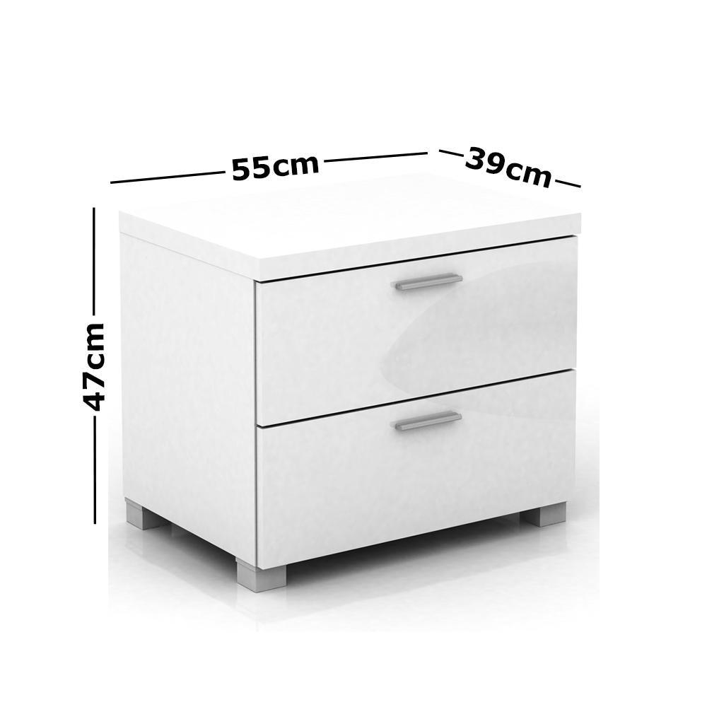 Baggio 2-Drawer Bedside Nightstand End Lamp Side Table - High Gloss White Fast shipping On sale