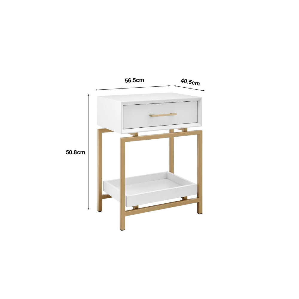 Bailey Bedside Nightstand Side Table - White Fast shipping On sale