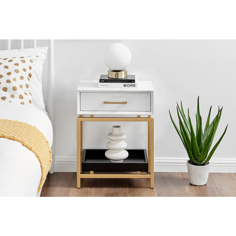 Bailey Bedside Nightstand Side Table - White Fast shipping On sale