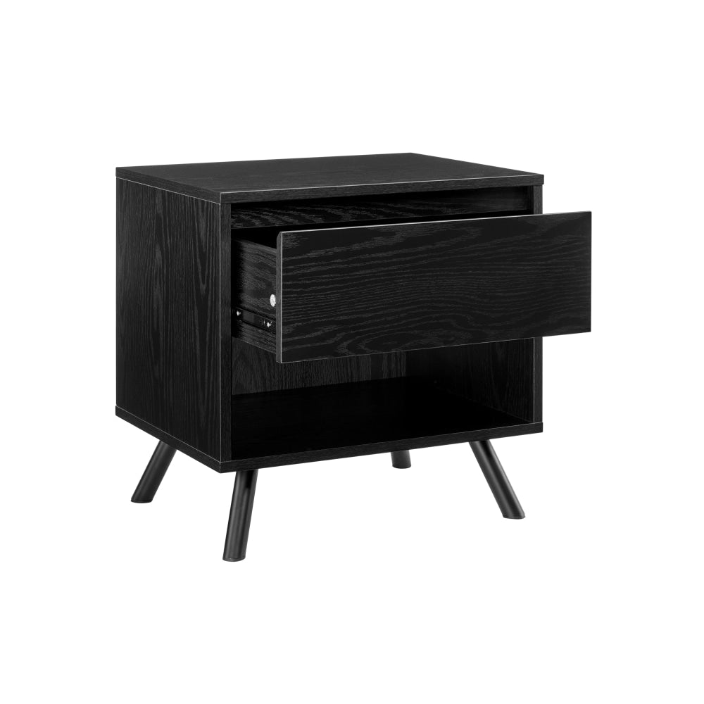 Baily Bedside Nightstand Side Table - Black Fast shipping On sale