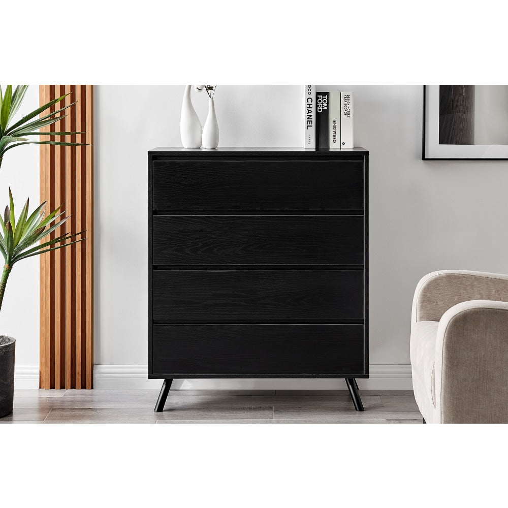 Baily Modern Wooden Chest of 4-Drawers Tallboy Storage Cabinet - Black Of Drawers Fast shipping On sale