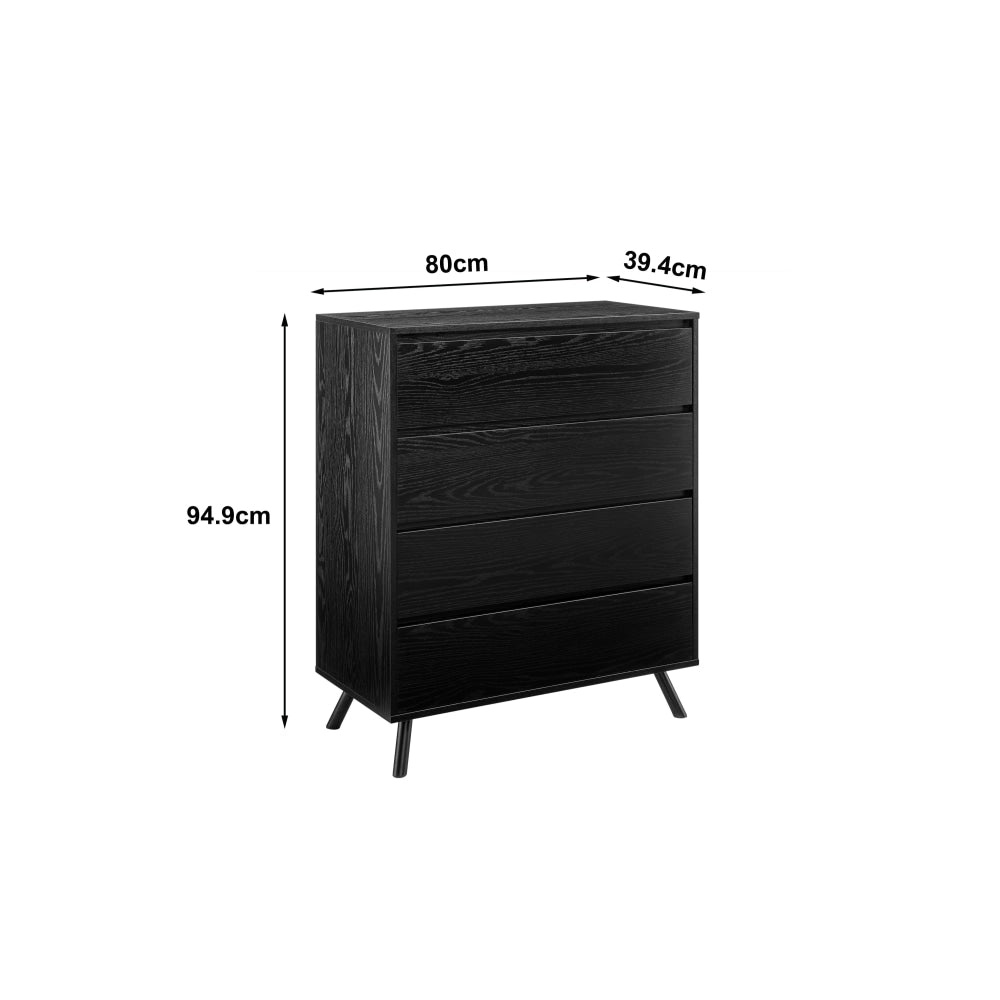 Baily Modern Wooden Chest of 4-Drawers Tallboy Storage Cabinet - Black Of Drawers Fast shipping On sale