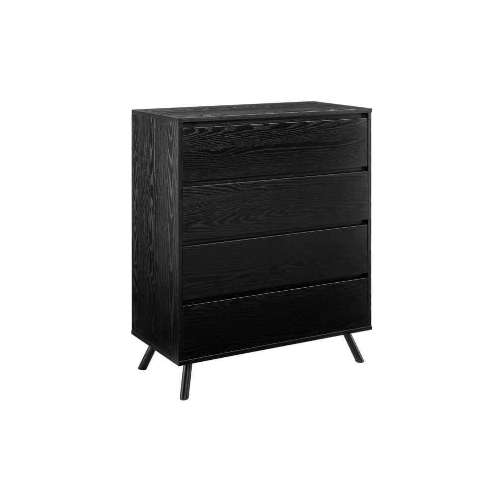 Baily Modern Wooden Chest of 4-Drawers Tallboy Storage Cabinet - Black Of Drawers Fast shipping On sale