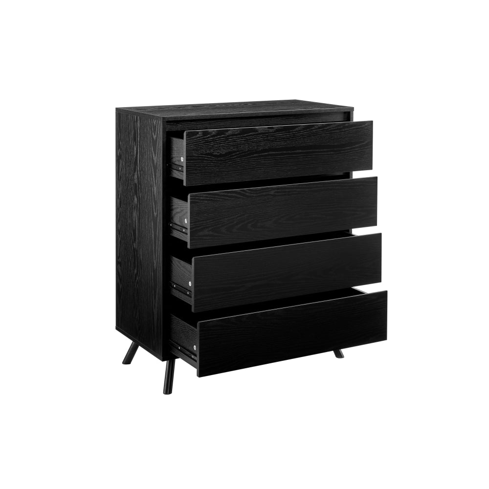 Baily Modern Wooden Chest of 4-Drawers Tallboy Storage Cabinet - Black Of Drawers Fast shipping On sale