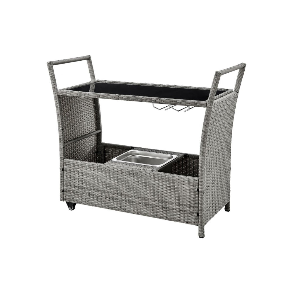 Balmain Outdoor Furniture Bar Cart Table Trolley W/ Ice Bucket- Dark Grey Fast shipping On sale