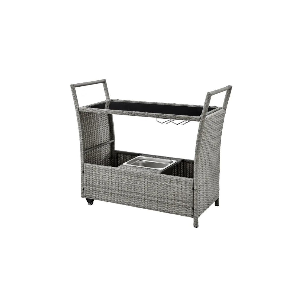 Balmain Outdoor Furniture Bar Cart Table Trolley W/ Ice Bucket- Dark Grey Fast shipping On sale