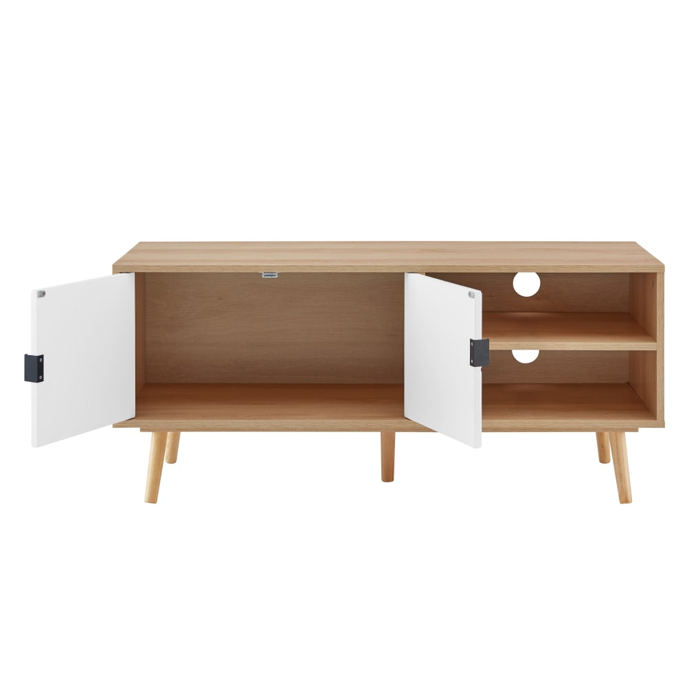 Banbury Entertainment Unit TV Stand Storage Cabinet 110cm - White/Oak Fast shipping On sale