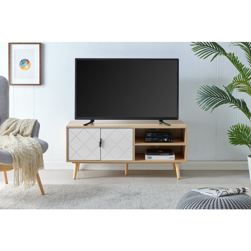 Banbury Entertainment Unit TV Stand Storage Cabinet 110cm - White/Oak Fast shipping On sale