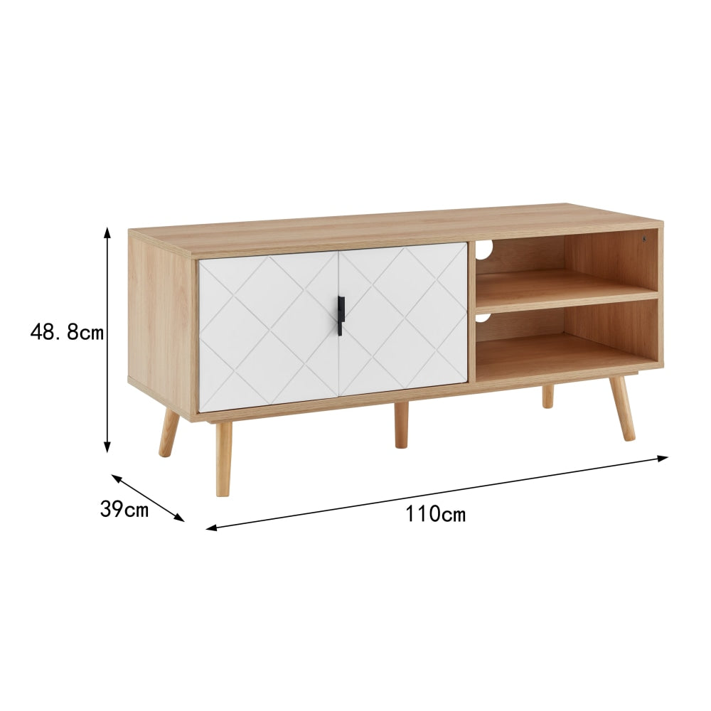 Banbury Entertainment Unit TV Stand Storage Cabinet 110cm - White/Oak Fast shipping On sale