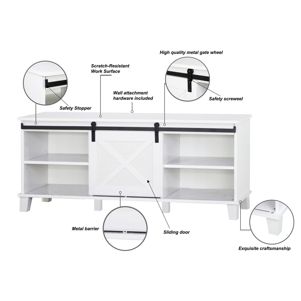 Barndoor Lowline Modern Wooden Entertainment Unit TV Stand - White Fast shipping On sale
