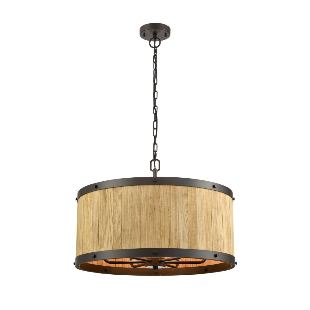 Barque Pendant Lamp Light Interior ESx6 Drum Natural Wood Fast shipping On sale