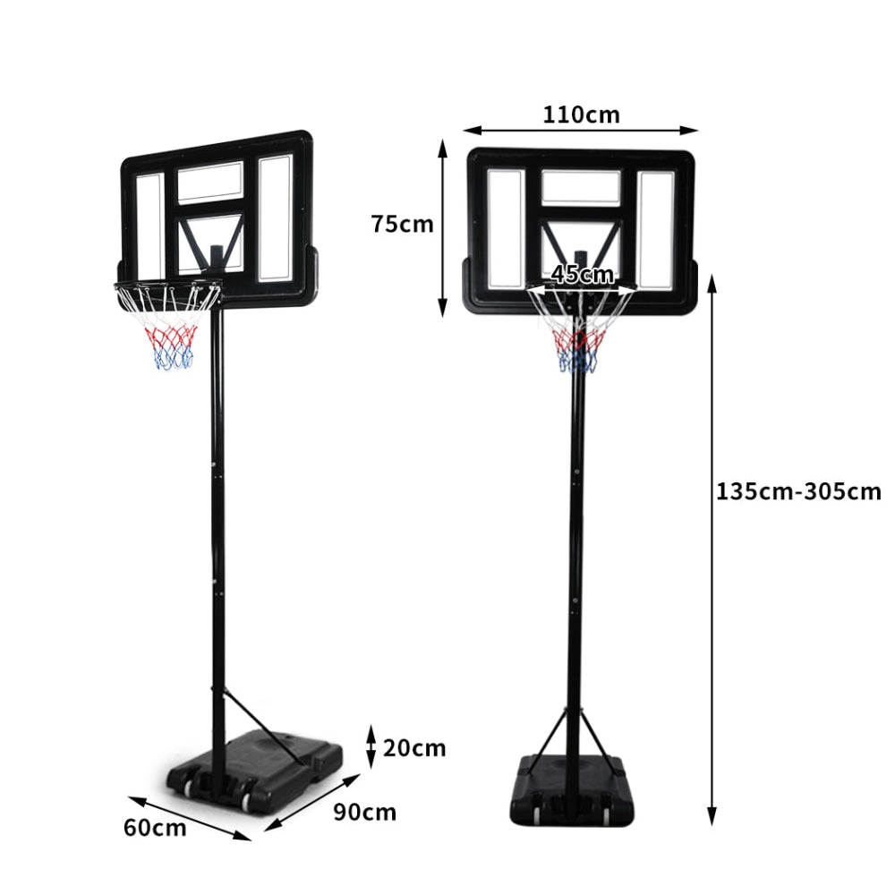 Basketball Hoop Stand System Portable 3.05M Height Adjustable Net Ring In Ground Toys Fast shipping On sale