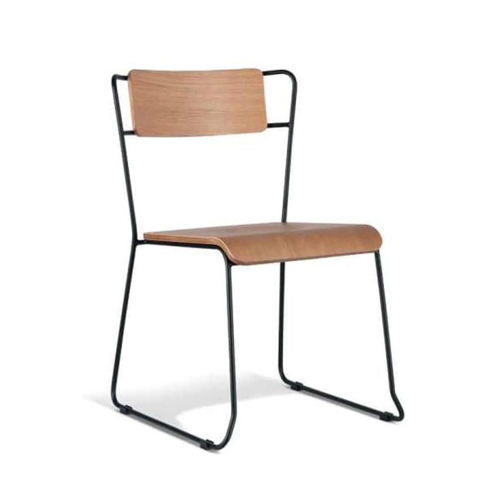 Bavleen Dining Chair - Black Frame Natural Veneer Seat Fast shipping On sale