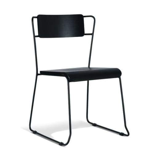 Bavleen Dining Chair - Black Frame - Veneer Seat Fast shipping On sale