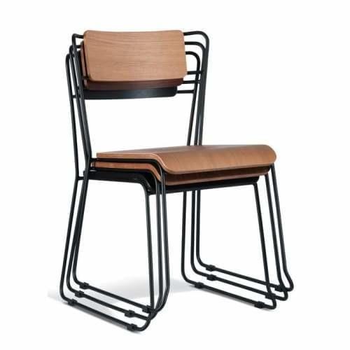 Bavleen Dining Chair - Black Frame Veneer Seat Fast shipping On sale