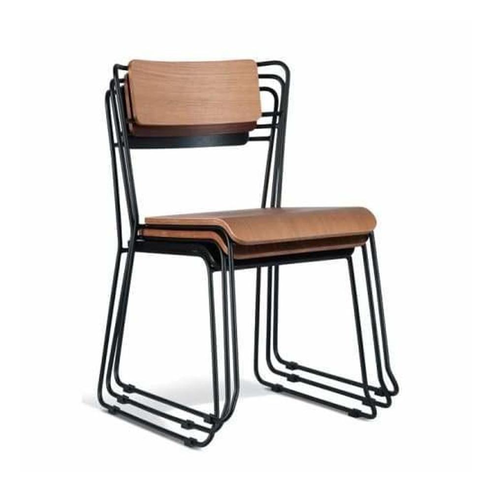 Bavleen Dining Chair - Black Frame - Walnut Veneer Seat Fast shipping On sale