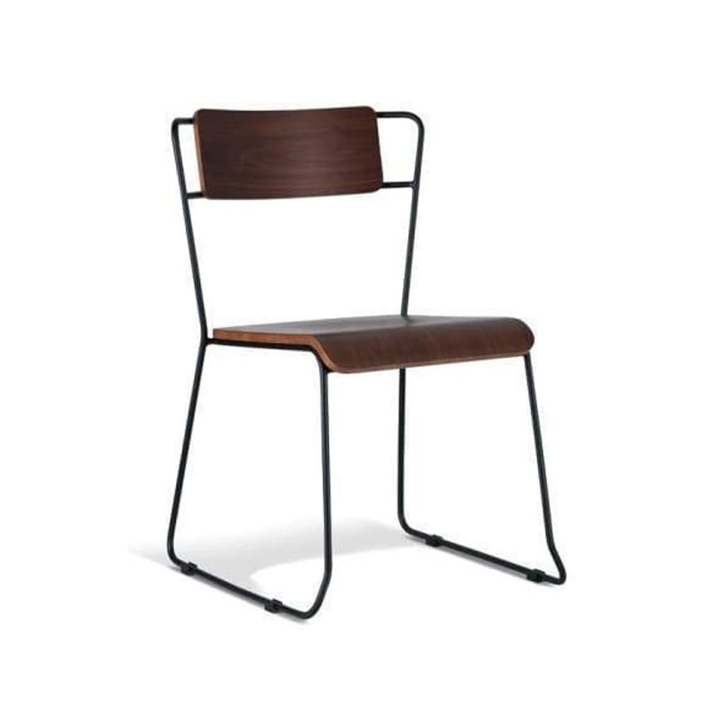 Bavleen Dining Chair - Black Frame Walnut Veneer Seat Fast shipping On sale