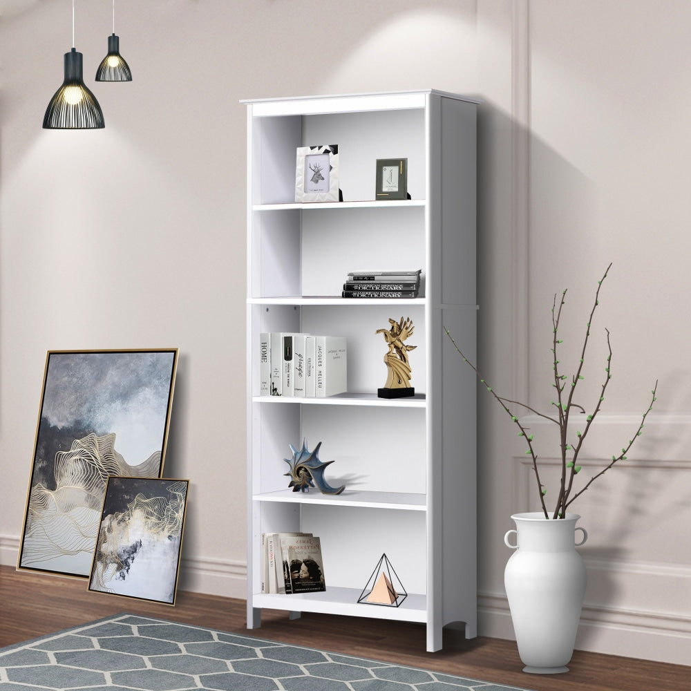 Beanca 5-Tier Bookcase Bookshelf Display Cabinet - Grey Oak & White Fast shipping On sale