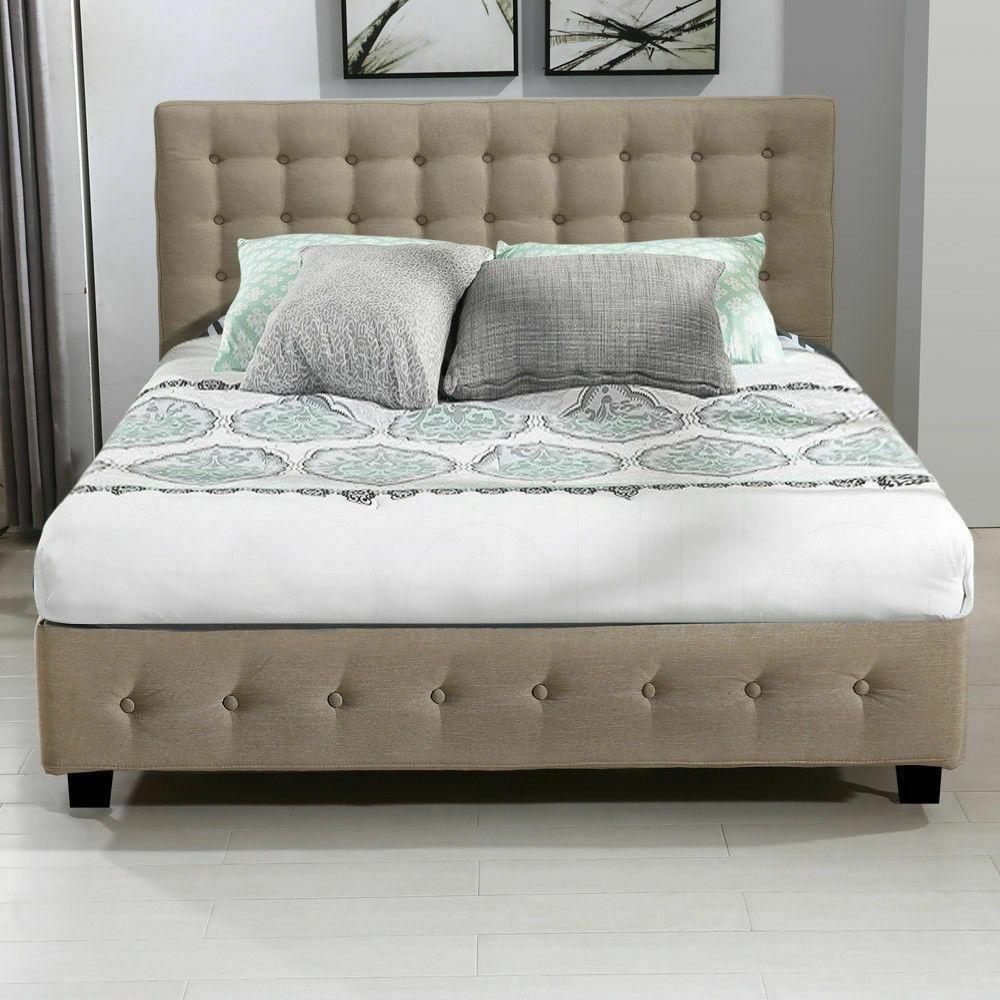 Bed Frame Base With Gas Lift Double Size Platform Fabric Fast shipping On sale