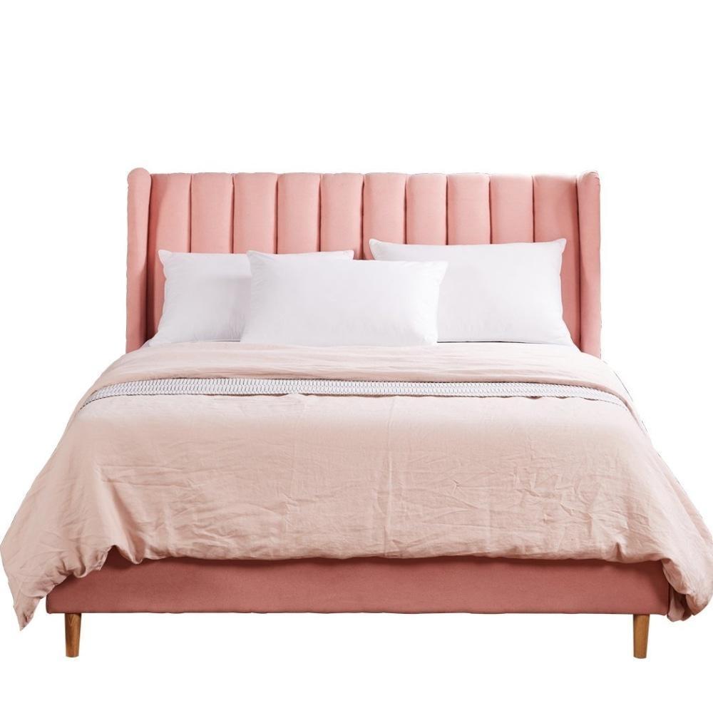 Bed Frame Velvet Base Bedhead Headboard Queen Size Wooden Platform Pink Fast shipping On sale