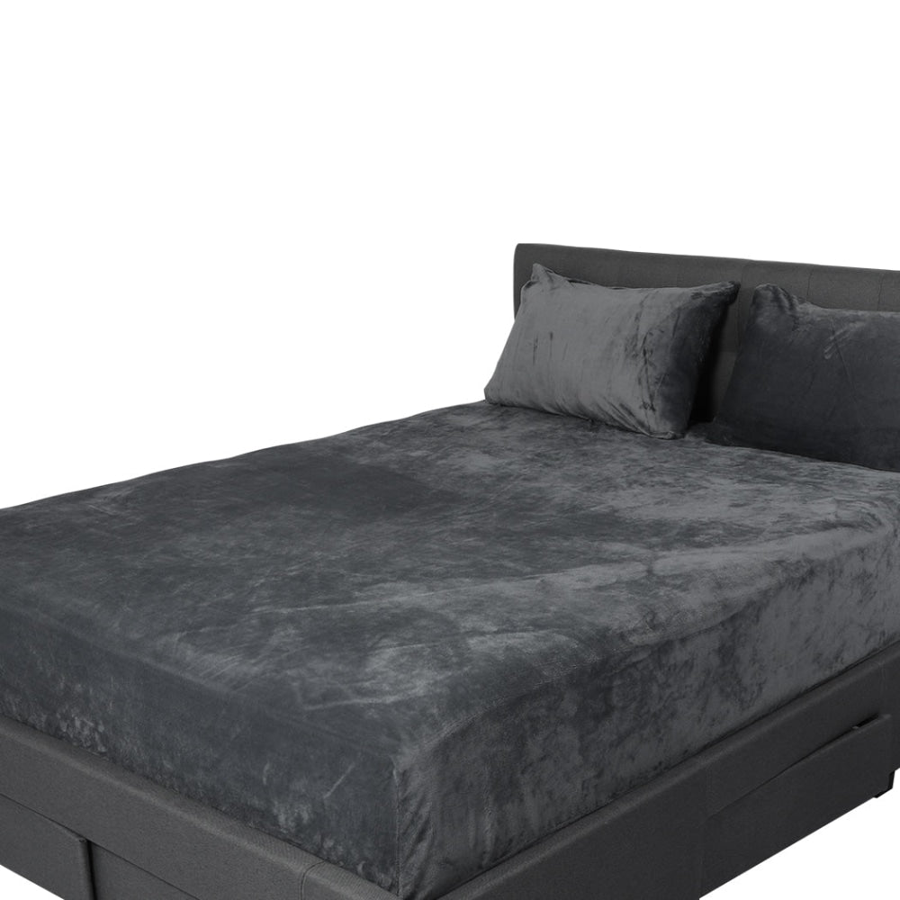 Bedding Set Ultrasoft Fitted Bed Sheet with Pillowcases Dark Grey King Fast shipping On sale