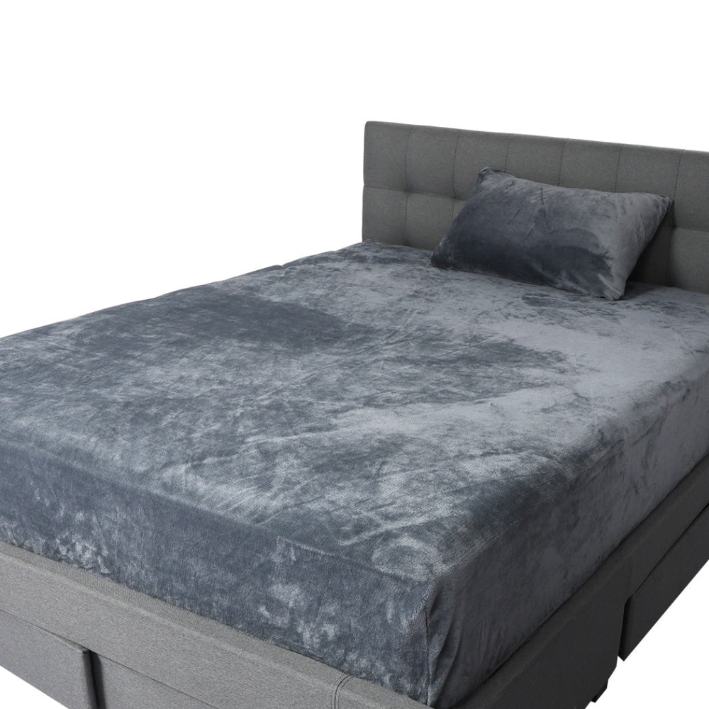Bedding Set Ultrasoft Fitted Bed Sheet with Pillowcases Dark Grey King Single Fast shipping On sale