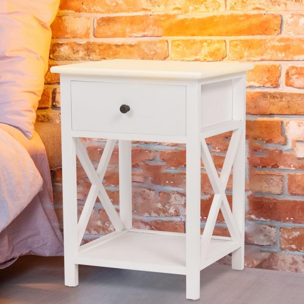 Bedside Nightstand End Lamp Side Wood Table With Drawer White Fast shipping On sale