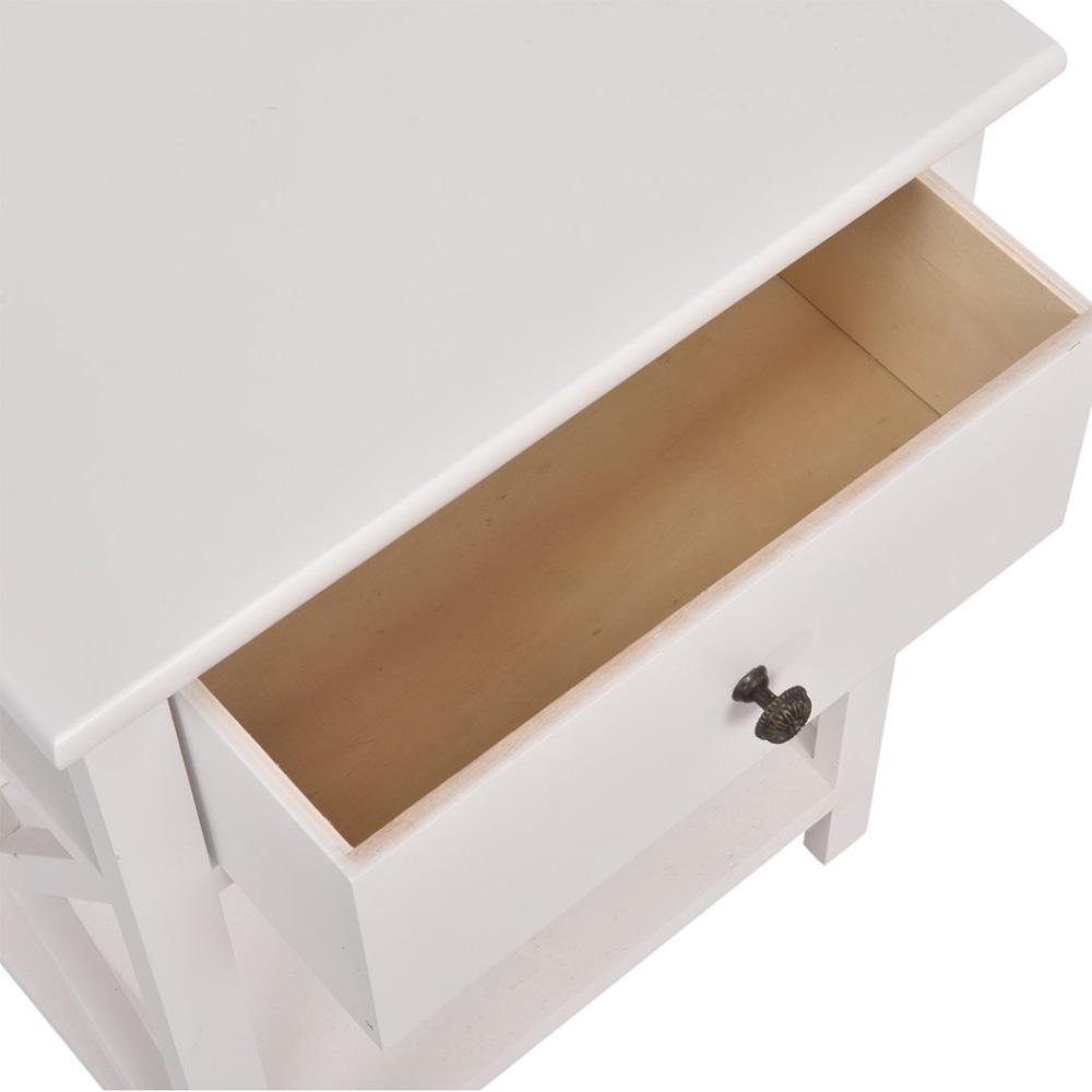 Bedside Nightstand End Lamp Side Wood Table With Drawer White Fast shipping On sale
