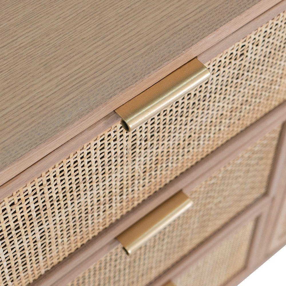 Berna Pine & Rattan Luxe Multi Sideboard Buffet Unit Storage Cabinet - Natural Fast shipping On sale