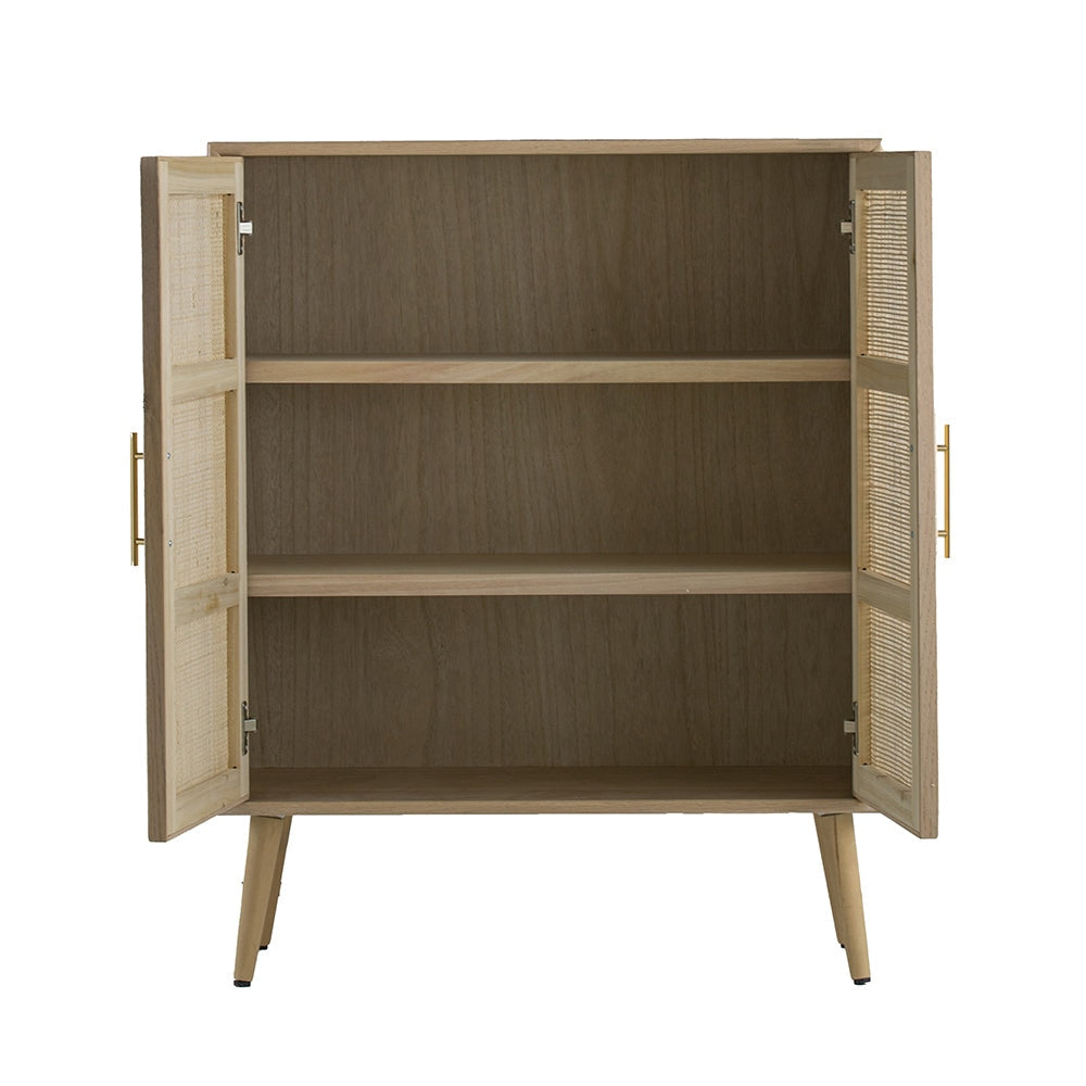 Berna Pine & Rattan Multi-Purpose Cupboard Storage Cabinet W/ 2-Doors - Natural Fast shipping On sale