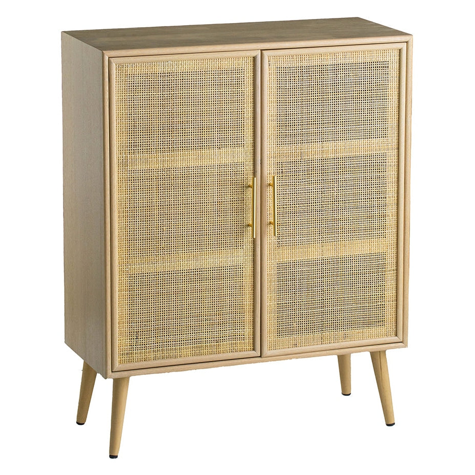 Berna Pine & Rattan Multi - Purpose Cupboard Storage Cabinet W/ 2 - Doors - Natural Fast shipping On sale