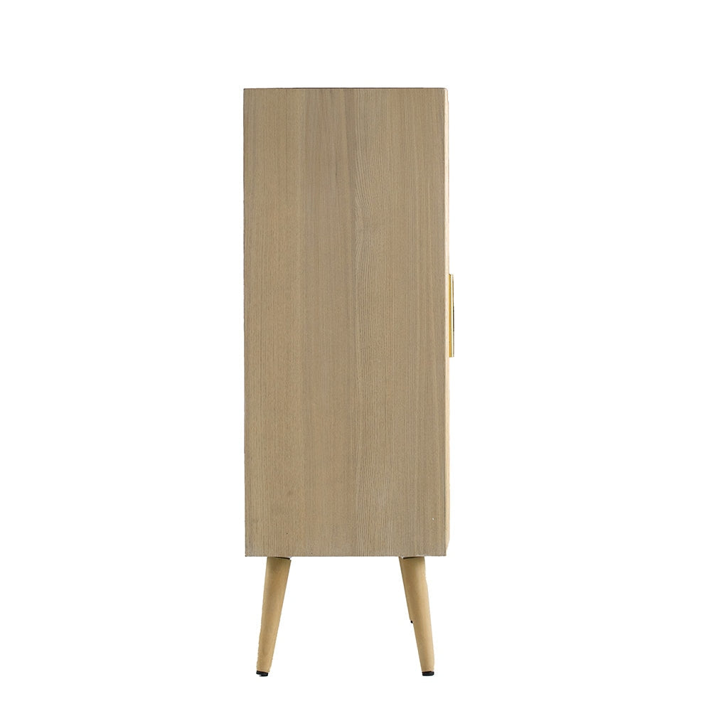Berna Pine & Rattan Multi - Purpose Cupboard Storage Cabinet W/ 2 - Doors - Natural Fast shipping On sale