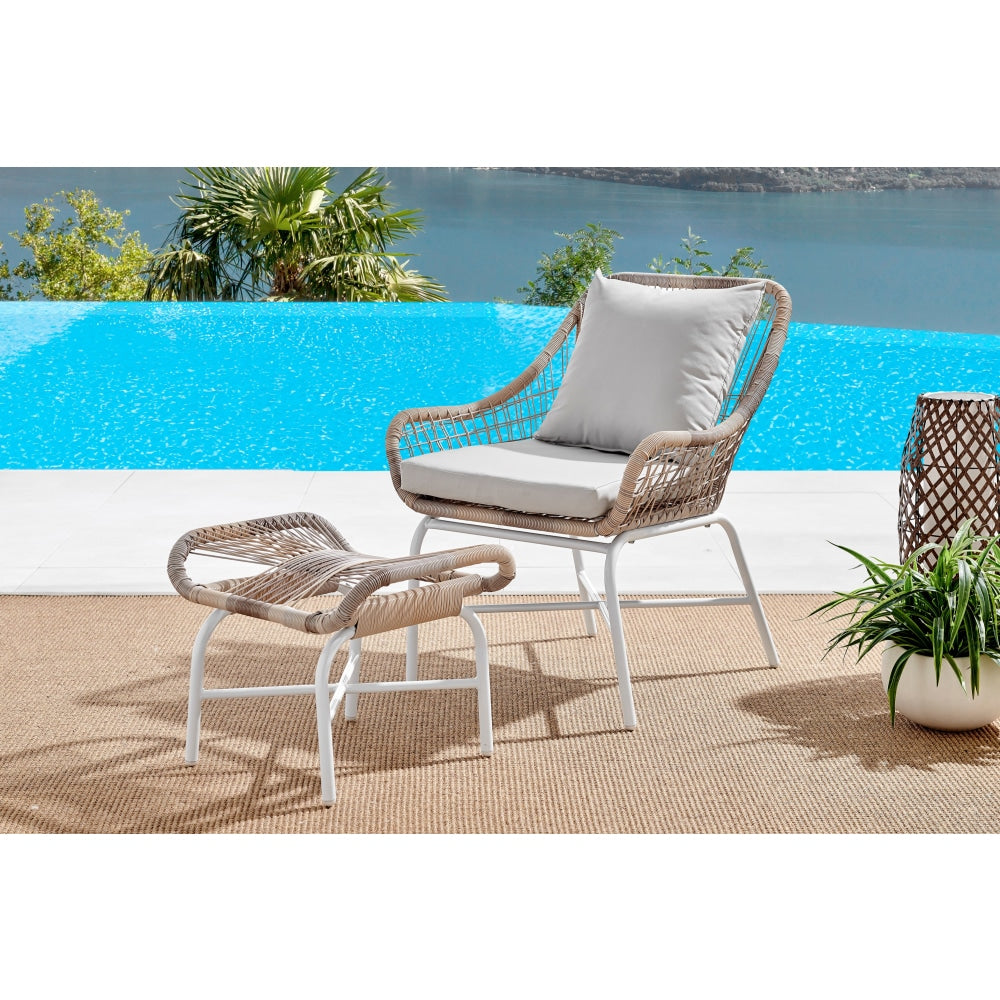Bilgola Outdoor Armchair Relaxing Lounge Accent Patio Chair W/ Ottoman Furniture Fast shipping On sale
