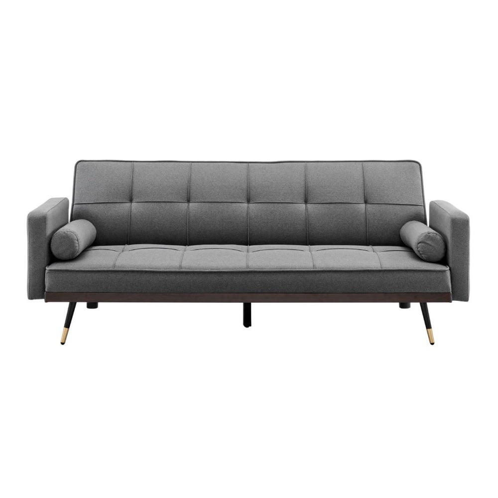 Billi 3-Seater Fabric Button Adjustable Sofa Bed Lounge - Charcoal Fast shipping On sale