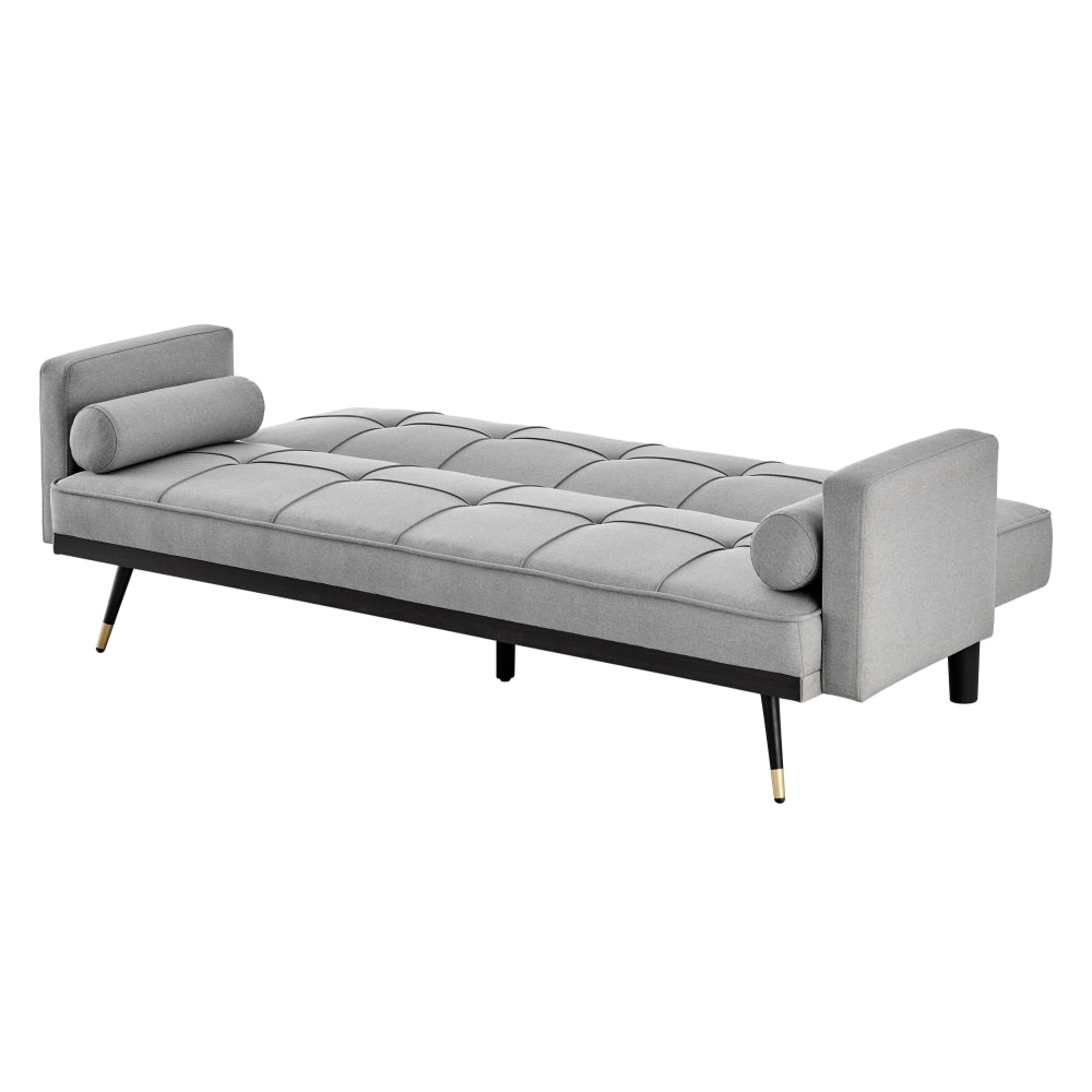 Billi 3-Seater Fabric Button Adjustable Sofa Bed Lounge - Light Grey Fast shipping On sale