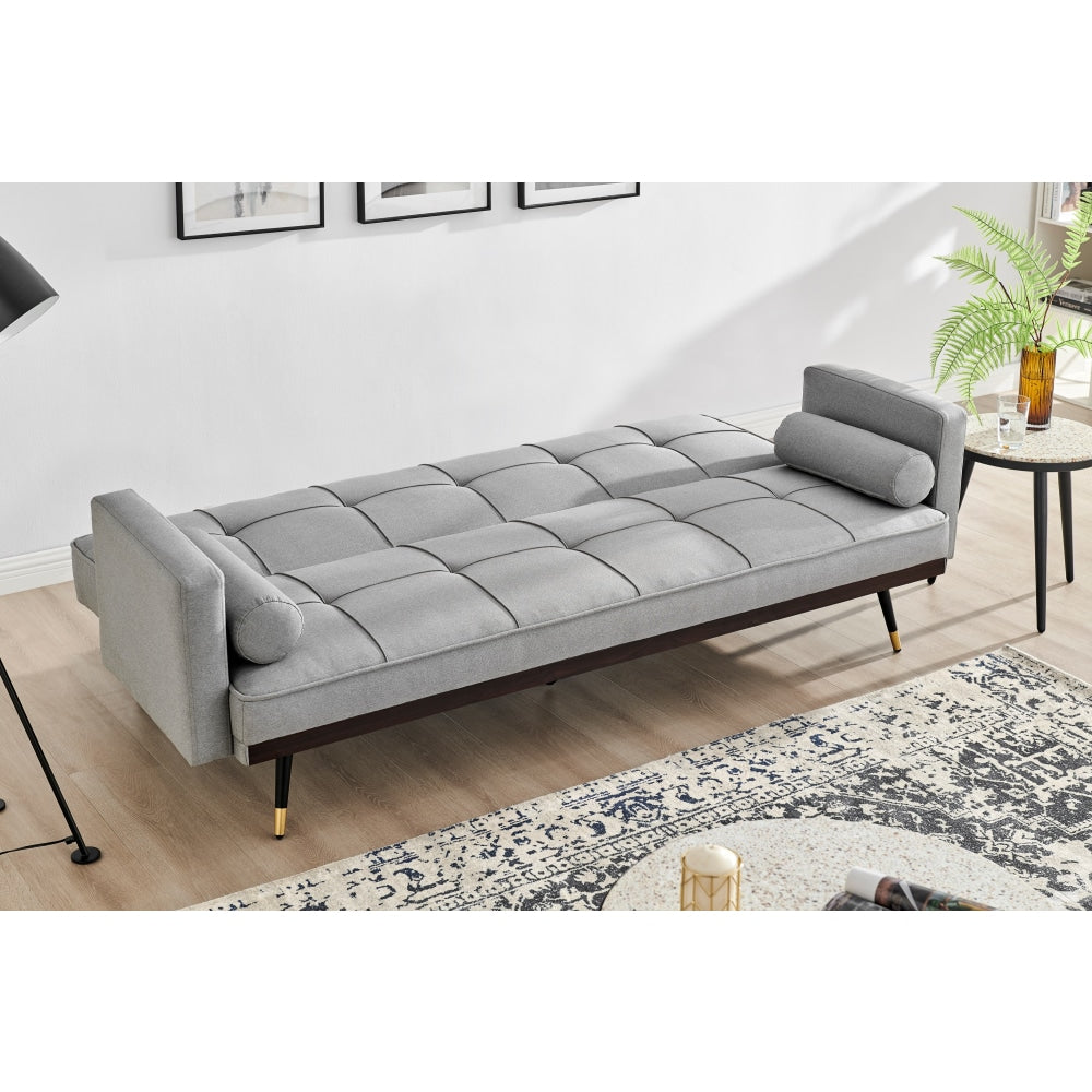 Billi 3-Seater Fabric Button Adjustable Sofa Bed Lounge - Light Grey Fast shipping On sale