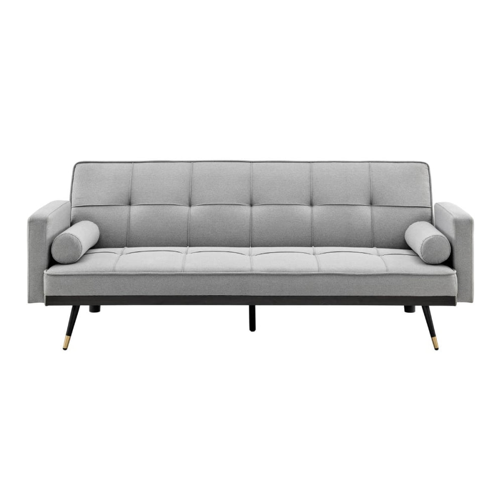 Billi 3-Seater Fabric Button Adjustable Sofa Bed Lounge - Light Grey Fast shipping On sale